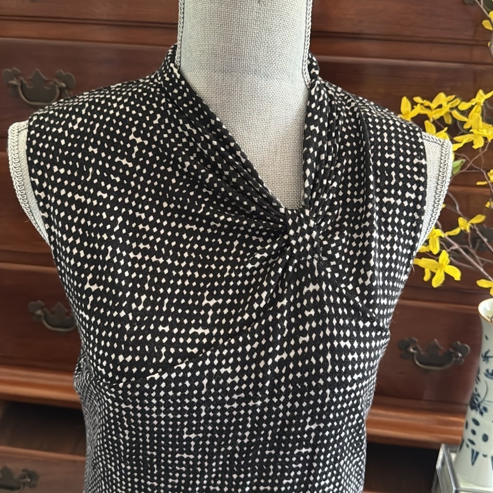 Tory Burch Black and Cream Sleeveless Wool Jersey Dress Size Large - Picture 4 of 13